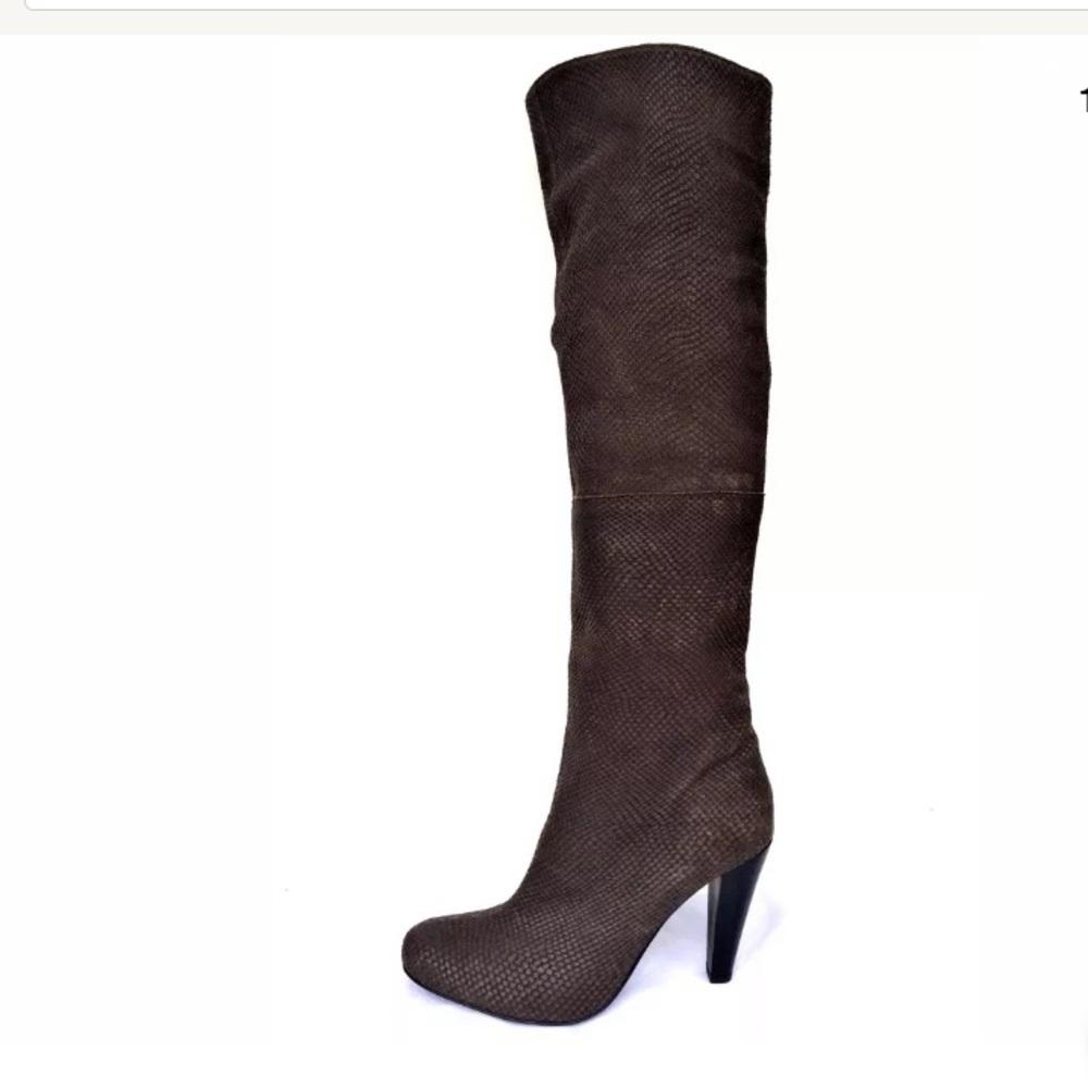 PROF Snake Skin Leather Heel Over The Knee Boots 9